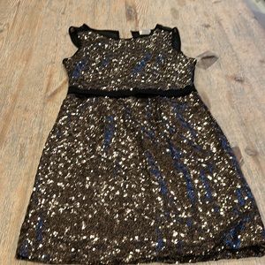 Gold sequence cocktail dress size medium new with tags